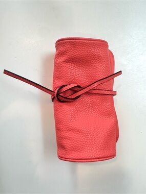 Vegan Leather Coral travel makeup pouch